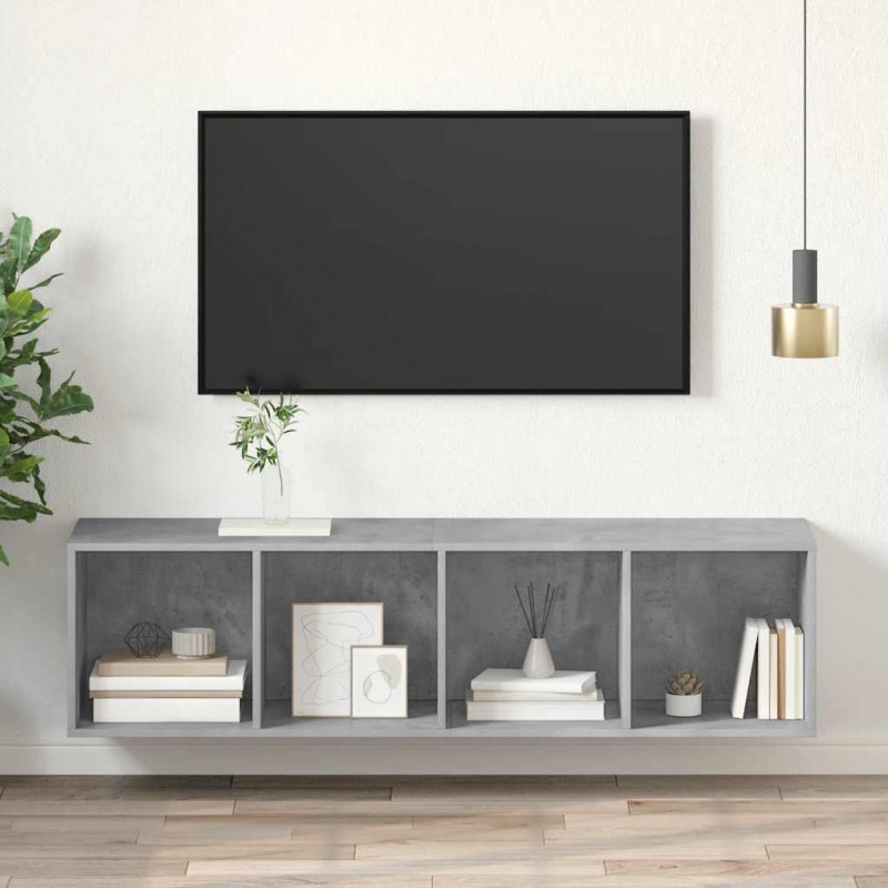 Wisząca szafka TV, szarość betonu, 37x37x142,5 cm