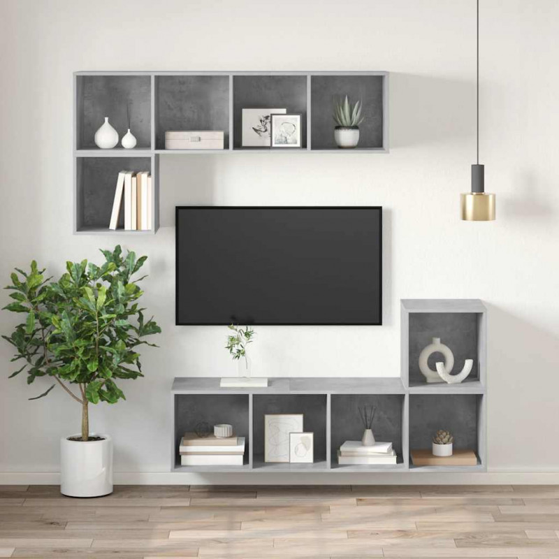 Wisząca szafka TV, szarość betonu, 37x37x142,5 cm