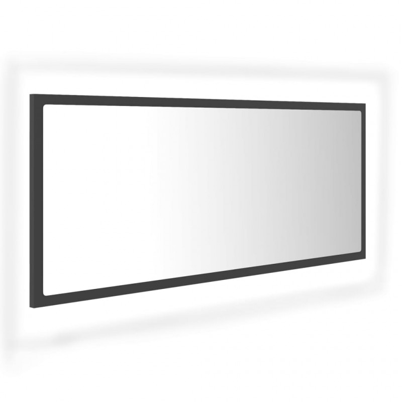 Lustro łazienkowe z LED, szare, 100x8,5x37 cm, akryl