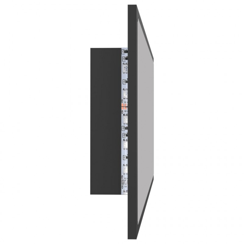 Lustro łazienkowe z LED, szare, 100x8,5x37 cm, akryl