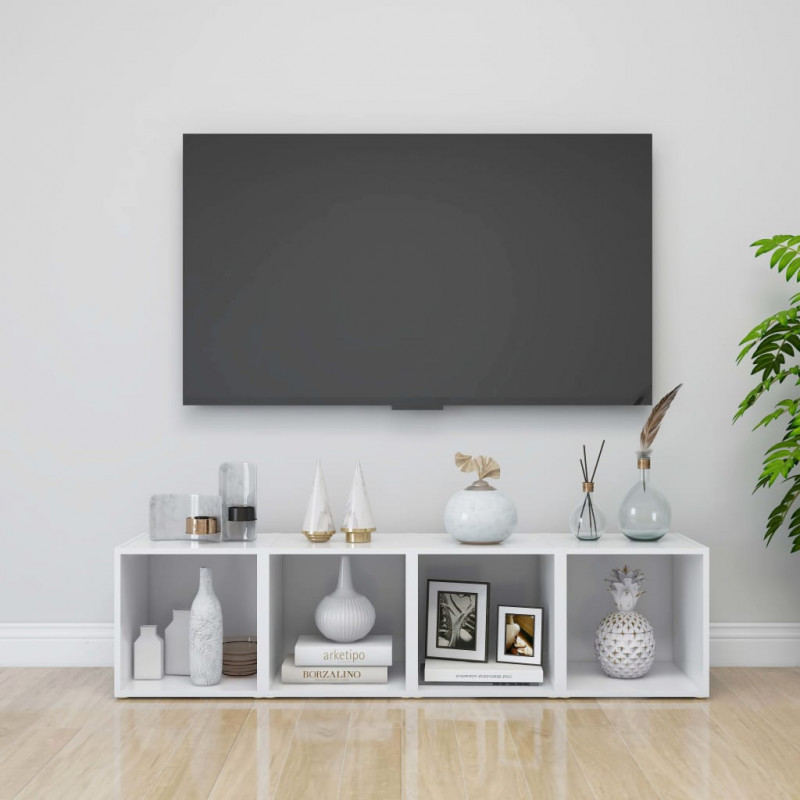 Szafka pod telewizor, biała 37x35x37 cm materiał drewnopochodny