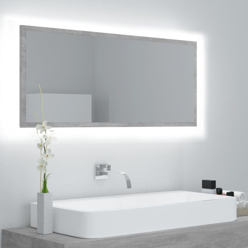 Lustro łazienkowe LED, szarość betonu, 100x8,5x37 cm, akryl