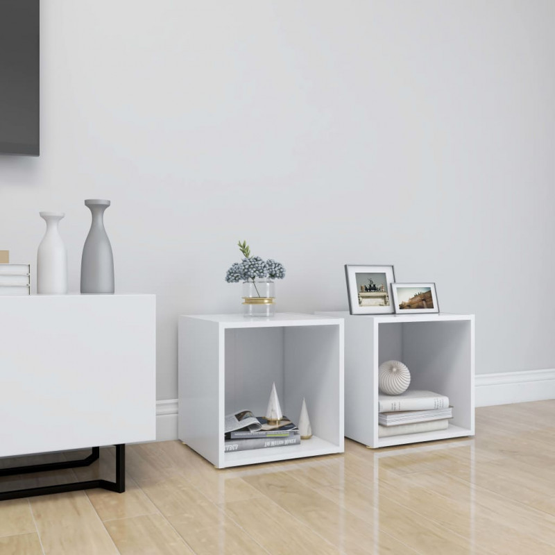 Szafki pod TV 2 szt., białe 37x35x37 cm materiał drewnopochodny