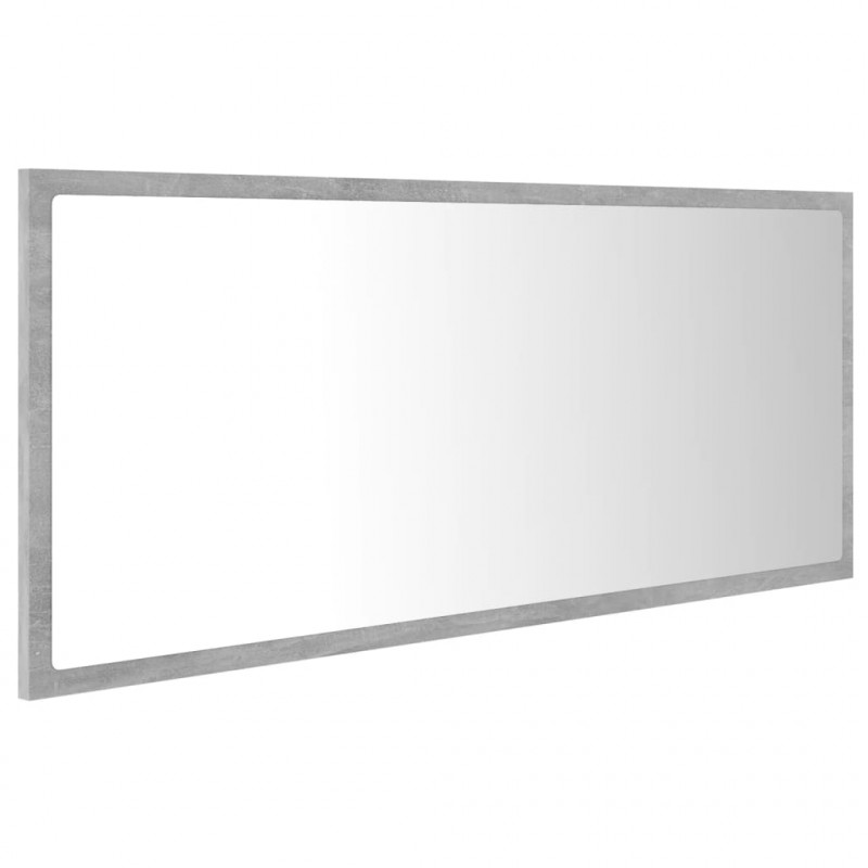 Lustro łazienkowe LED, szarość betonu, 100x8,5x37 cm, akryl