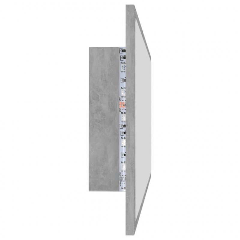 Lustro łazienkowe LED, szarość betonu, 100x8,5x37 cm, akryl