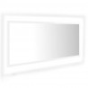 Lustro łazienkowe LED, wysoki połysk białe, 100x8,5x37cm, akryl