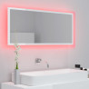 Lustro łazienkowe LED, wysoki połysk białe, 100x8,5x37cm, akryl