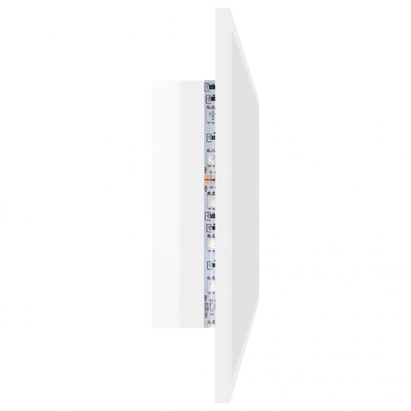 Lustro łazienkowe LED, wysoki połysk białe, 100x8,5x37cm, akryl