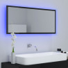 Lustro łazienkowe LED, wysoki połysk czarne, 100x8,5x37, akryl