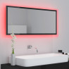 Lustro łazienkowe LED, wysoki połysk czarne, 100x8,5x37, akryl