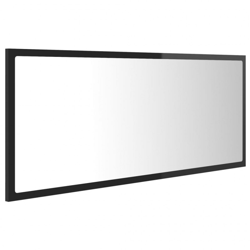Lustro łazienkowe LED, wysoki połysk czarne, 100x8,5x37, akryl