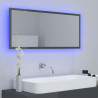 Lustro łazienkowe LED, wysoki połysk szare, 100x8,5x37cm, akryl