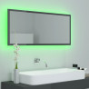 Lustro łazienkowe LED, wysoki połysk szare, 100x8,5x37cm, akryl