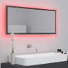 Lustro łazienkowe LED, wysoki połysk szare, 100x8,5x37cm, akryl