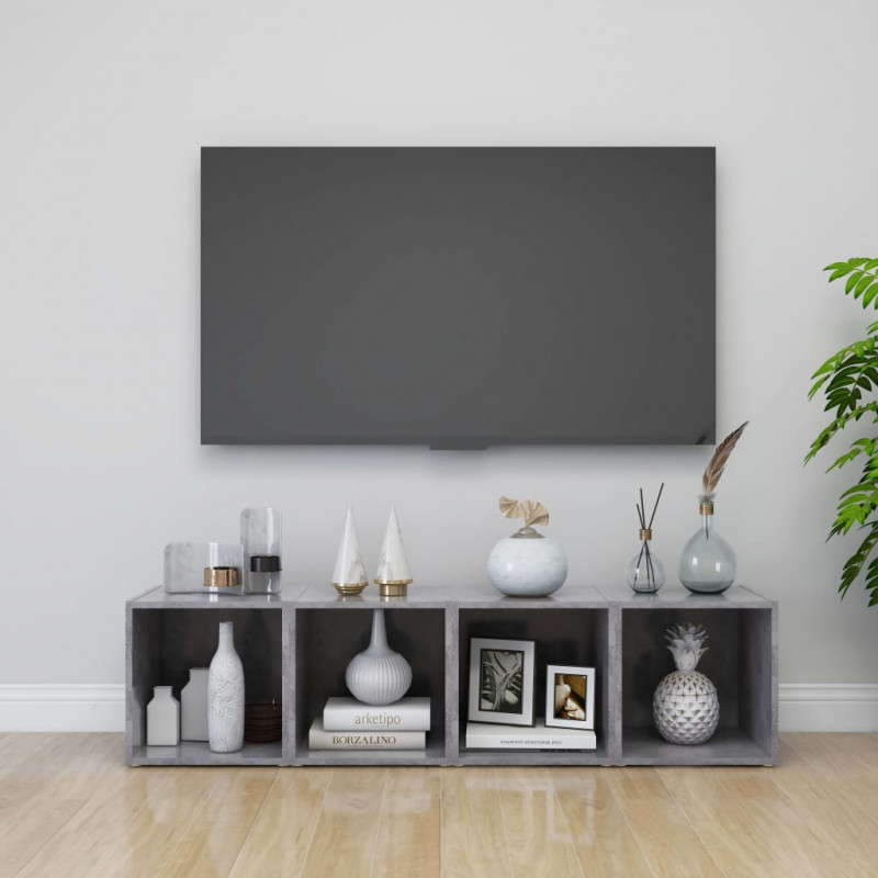 Szafki pod TV, 2 szt., szarość betonu, 37x35x37 cm