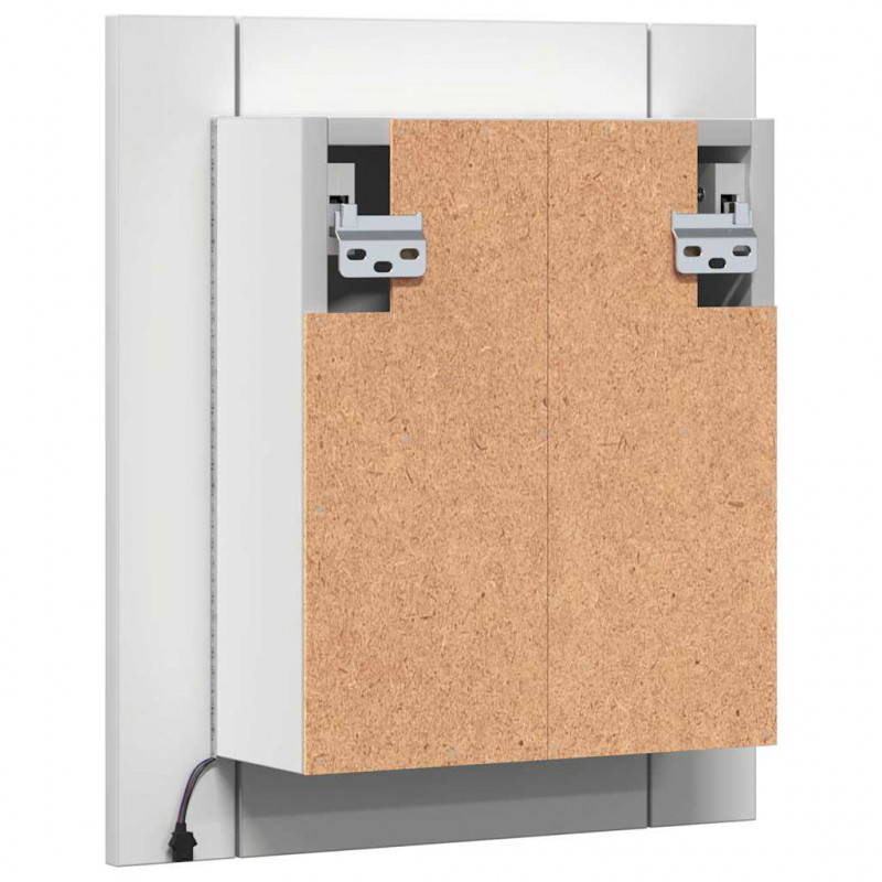 Szafka łazienkowa z lustrem i LED, biała, 40x12x45 cm, akryl