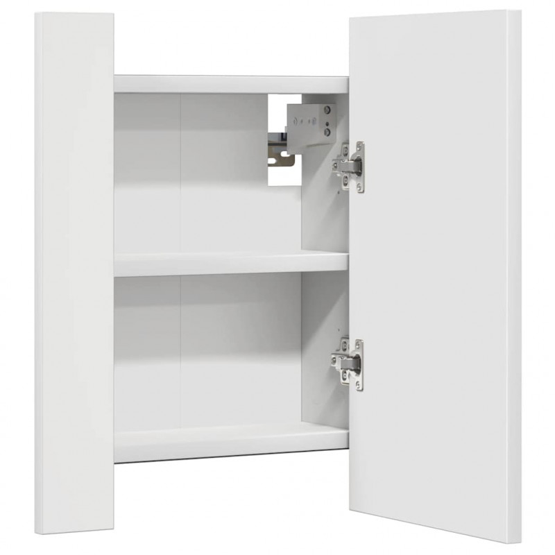 Szafka łazienkowa z lustrem i LED, biała, 40x12x45 cm, akryl
