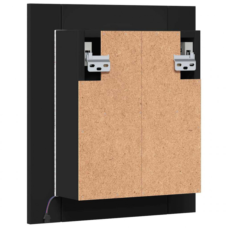 Szafka łazienkowa z lustrem i LED, czarna, 40x12x45 cm, akryl