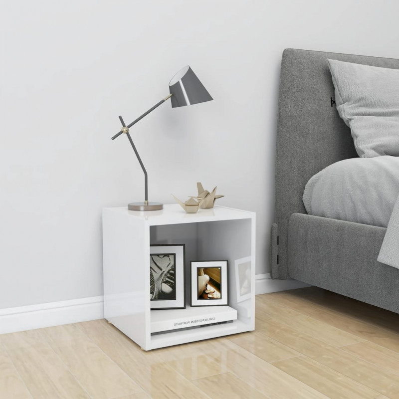 Szafka pod TV, wysoki połysk, biała, 37x35x37 cm