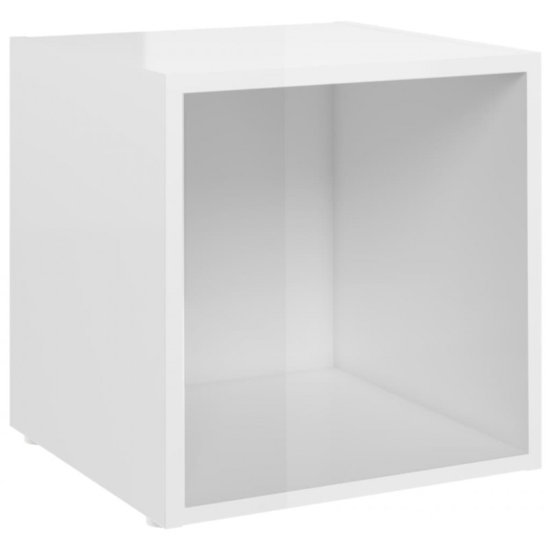 Szafka pod TV, wysoki połysk, biała, 37x35x37 cm