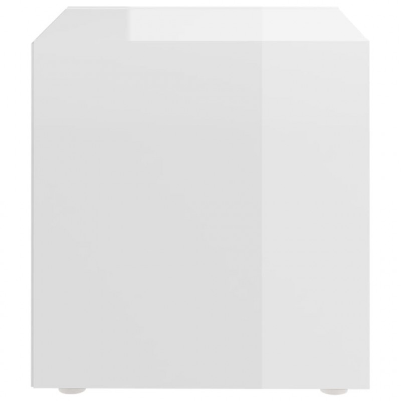 Szafka pod TV, wysoki połysk, biała, 37x35x37 cm