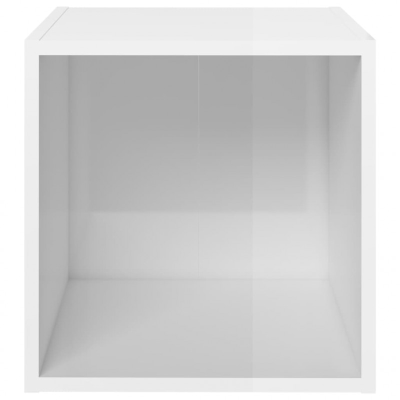 Szafki pod TV, 2 szt., wysoki połysk, białe, 37x35x37 cm