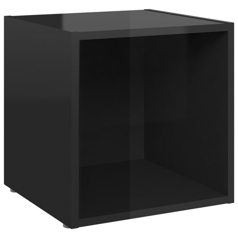 Szafka pod TV, wysoki połysk, czarna, 37x35x37 cm