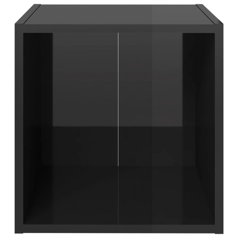 Szafka pod TV, wysoki połysk, czarna, 37x35x37 cm