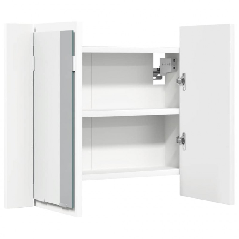 Szafka łazienkowa z lustrem i LED, biała, 60x12x45 cm, akryl