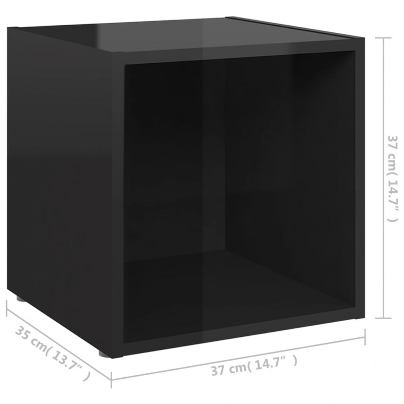 Szafka pod TV, wysoki połysk, czarna, 37x35x37 cm