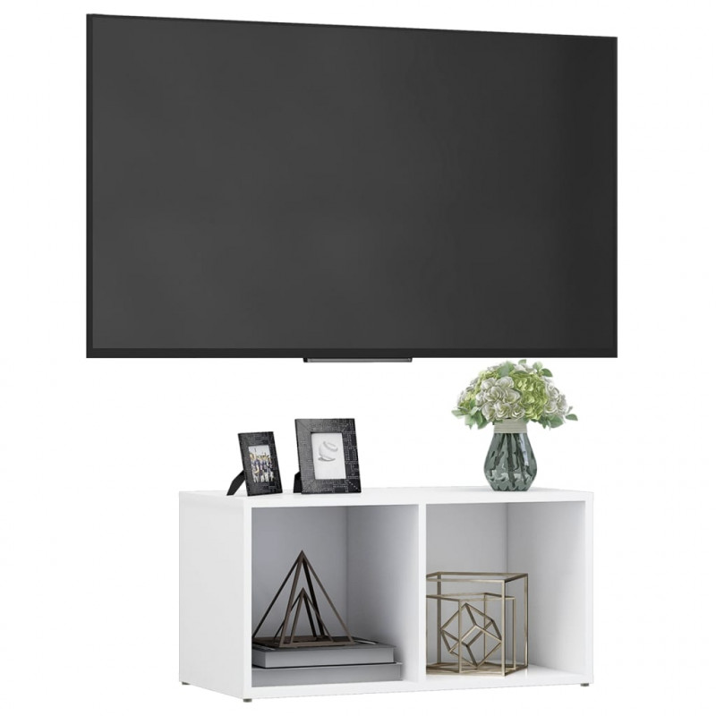Szafka pod TV, biała, 72x35x36,5 cm, materiał drewnopochodny