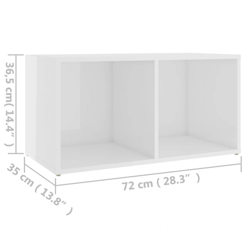 Szafka pod TV, wysoki połysk, biała, 72x35x36,5 cm