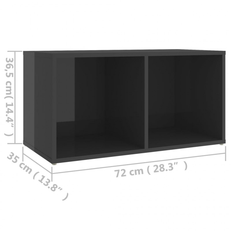 Szafka pod TV, wysoki połysk, szara, 72x35x36,5 cm