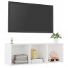 Szafka pod TV, biała, 107x35x37 cm, materiał drewnopochodny