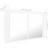 Szafka łazienkowa z lustrem i LED, biała, 90x12x45 cm, akryl