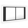 Szafka łazienkowa z lustrem i LED, szara, 90x12x45 cm, akryl