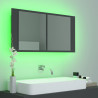 Szafka łazienkowa z lustrem i LED, szara, 90x12x45 cm, akryl