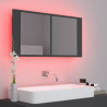 Szafka łazienkowa z lustrem i LED, szara, 90x12x45 cm, akryl
