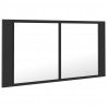 Szafka łazienkowa z lustrem i LED, szara, 90x12x45 cm, akryl