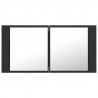 Szafka łazienkowa z lustrem i LED, szara, 90x12x45 cm, akryl