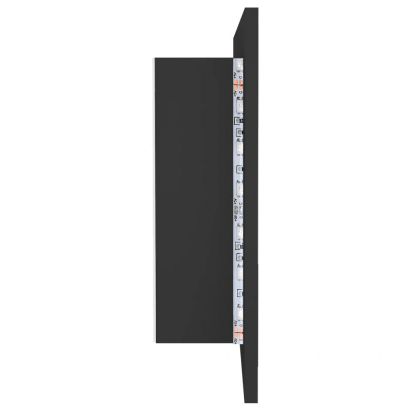 Szafka łazienkowa z lustrem i LED, szara, 90x12x45 cm, akryl