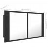 Szafka łazienkowa z lustrem i LED, szara, 90x12x45 cm, akryl