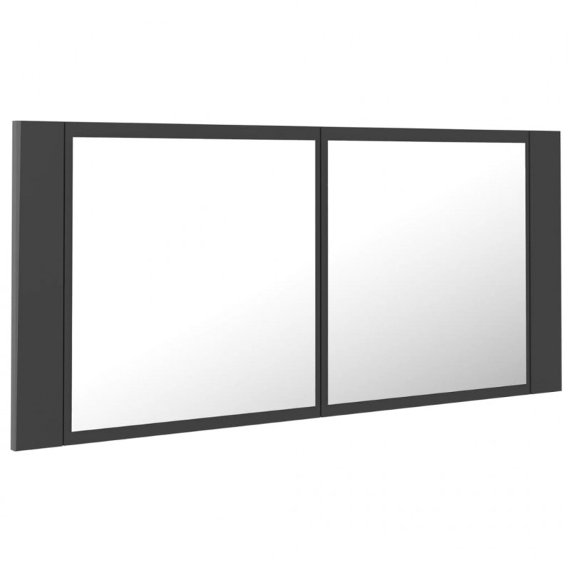 Szafka łazienkowa z lustrem i LED, szara, 100x12x45 cm, akryl