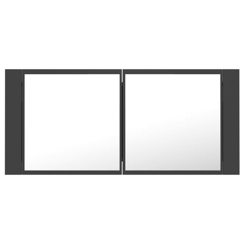 Szafka łazienkowa z lustrem i LED, szara, 100x12x45 cm, akryl