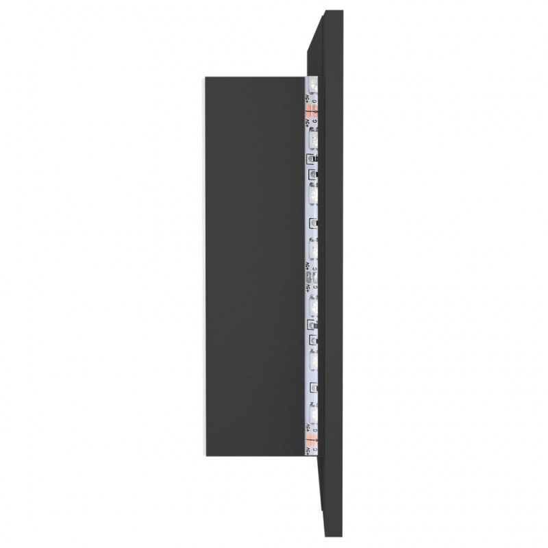 Szafka łazienkowa z lustrem i LED, szara, 100x12x45 cm, akryl