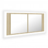 Szafka łazienkowa z lustrem i LED, dąb sonoma, 100x12x45, akryl