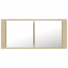 Szafka łazienkowa z lustrem i LED, dąb sonoma, 100x12x45, akryl