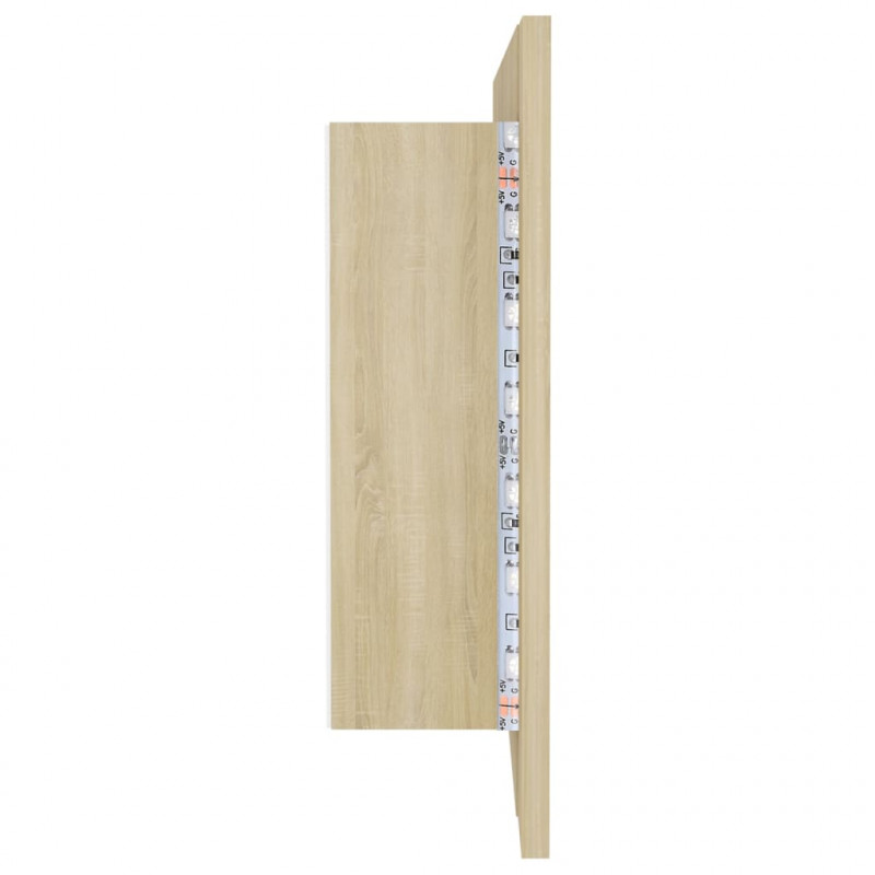 Szafka łazienkowa z lustrem i LED, dąb sonoma, 100x12x45, akryl
