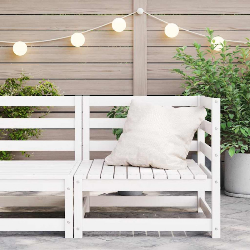 Ogrodowa sofa narożna, biała, lite drewno sosnowe