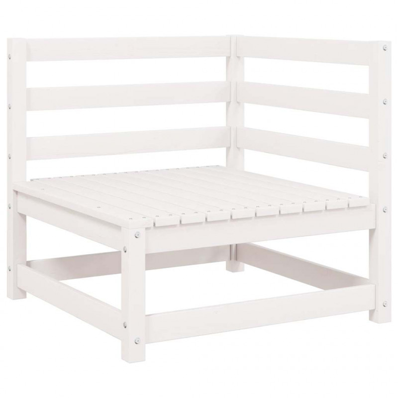 Ogrodowa sofa narożna, biała, lite drewno sosnowe